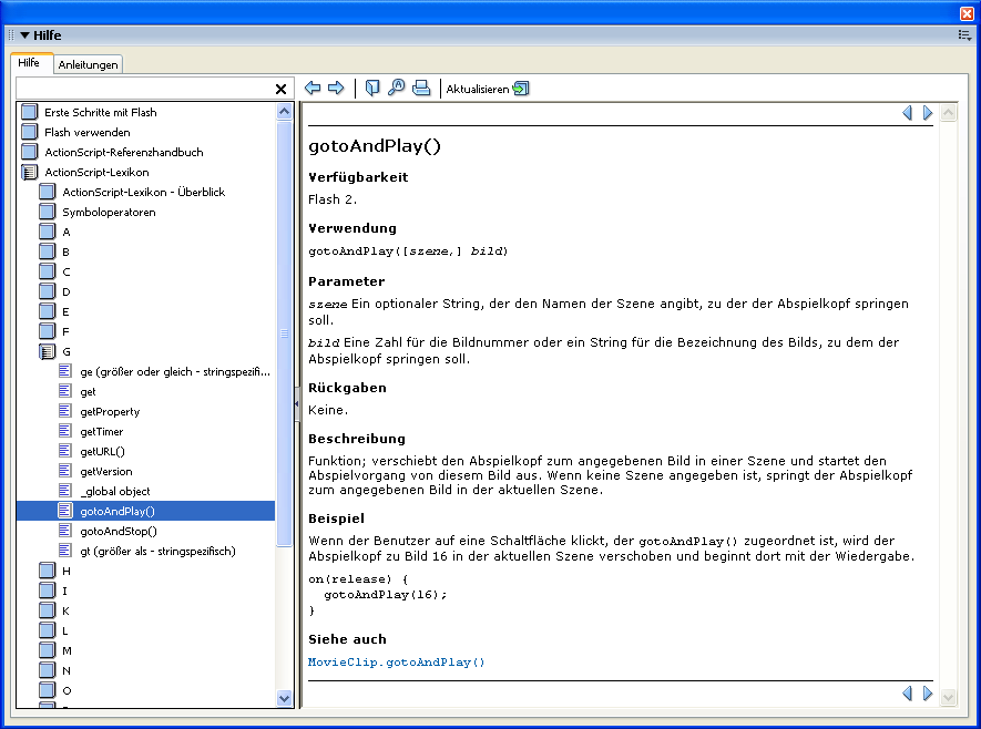 Referenz zu Actionscript